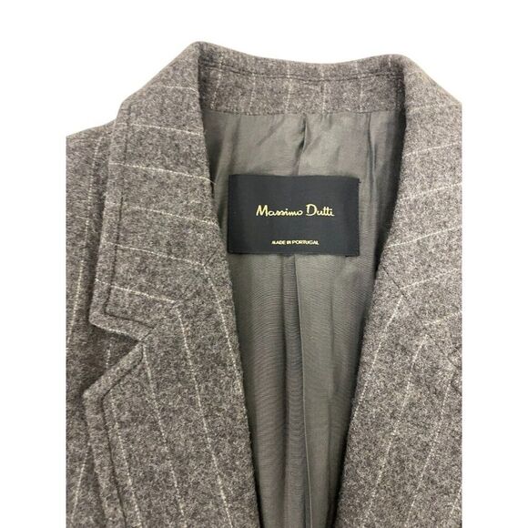 Massimo Dutti Womens Wool Blazer Jacket EU 42 US 10 Mink Pinstripe 6015/717 NWT - Picture 5 of 12